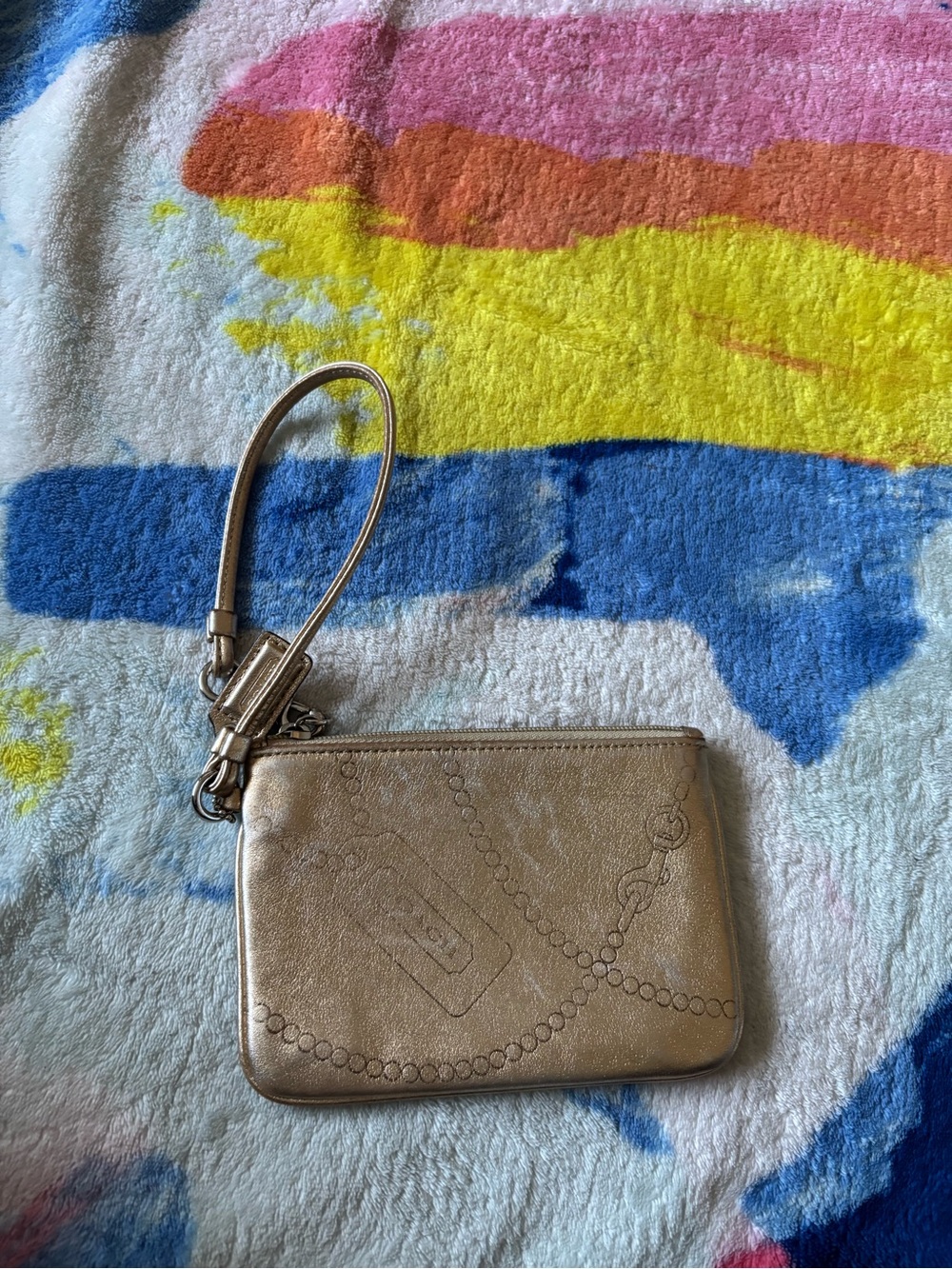 Coach Metallic Gold Wristlet Clutch